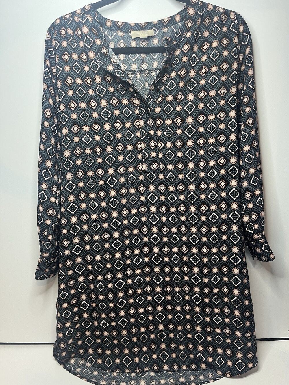 Loft Outlet Dress Womens Size Small Petite Black Pink Casual